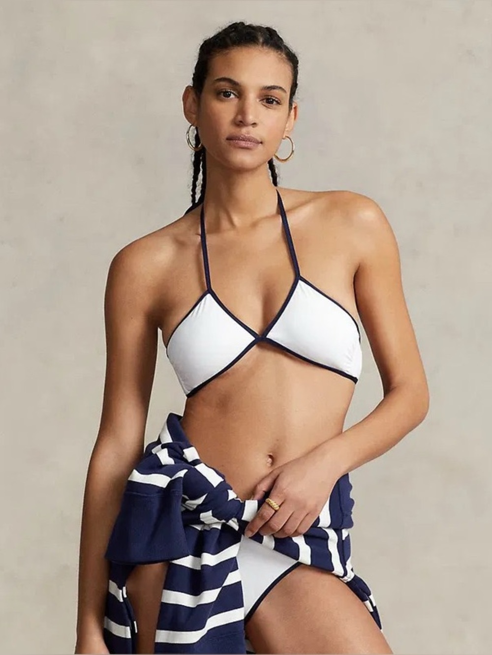 NWT Polo Ralph Lauren white/Blue 2 Piece Bikini Set Sz XL
